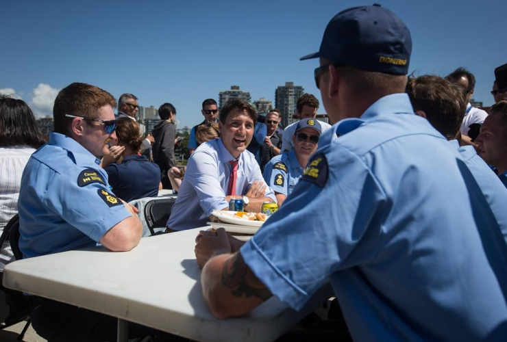 Prime Minister Justin Trudeau, members of the Canadian Coast Guard, 