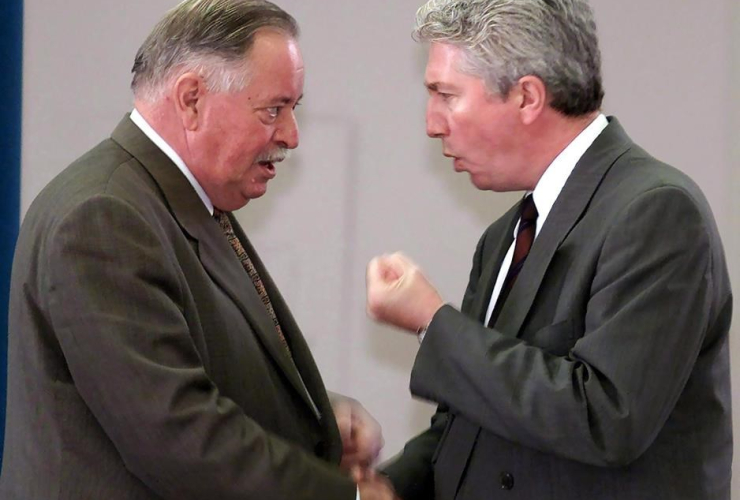 Bloc Quebecois Leader Gilles Duceppe, former Quebec premier Jacques Parizeau, 