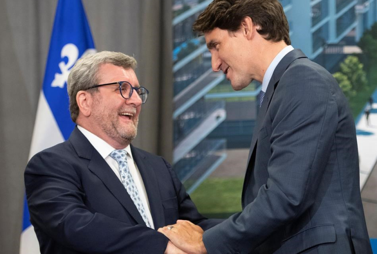 Prime Minister Justin Trudeau, Quebec City mayor Regis Labeaume, tramway, 