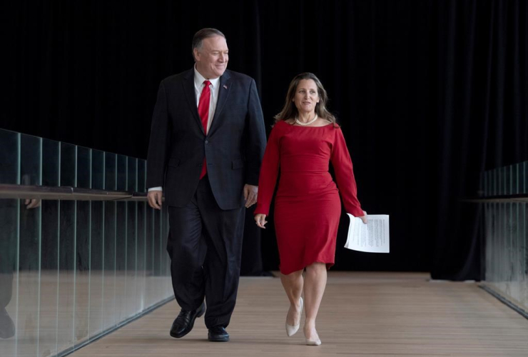 Canadian Foreign Affairs Minister Chrystia Freeland, US Secretary of State Mike Pompeo,