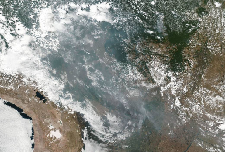 natural-color image, smoke, fires, Brazil, Amazonas, Mato Grosso, Rondônia, NOAA, NASA, Suomi NPP, VIIRS, Visible Infrared Imaging Radiometer Suite, 