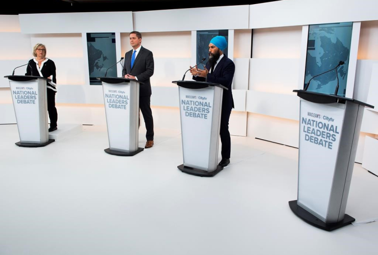 Elizabeth May, Andrew Scheer, Jagmeet Singh, Maclean's/Citytv National Leaders Debate, 