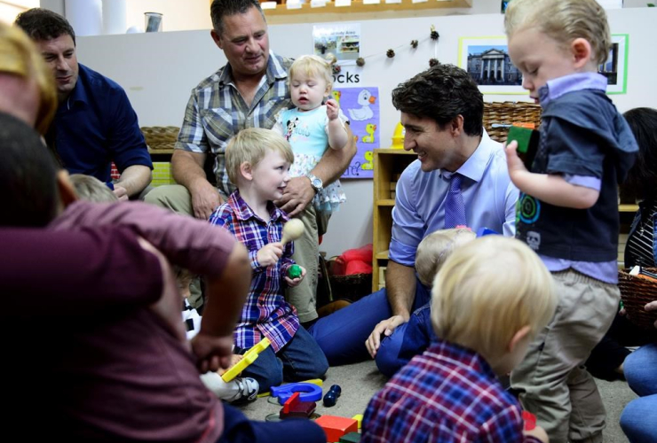 Liberal Leader Justin Trudeau, campaign stop, daycare, St. John's, 