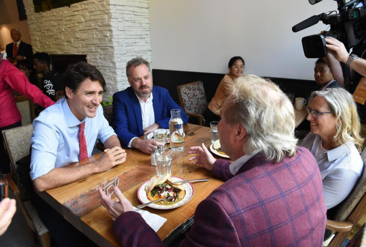 Liberal Leader Justin Trudeau, cafe, Winnipeg,