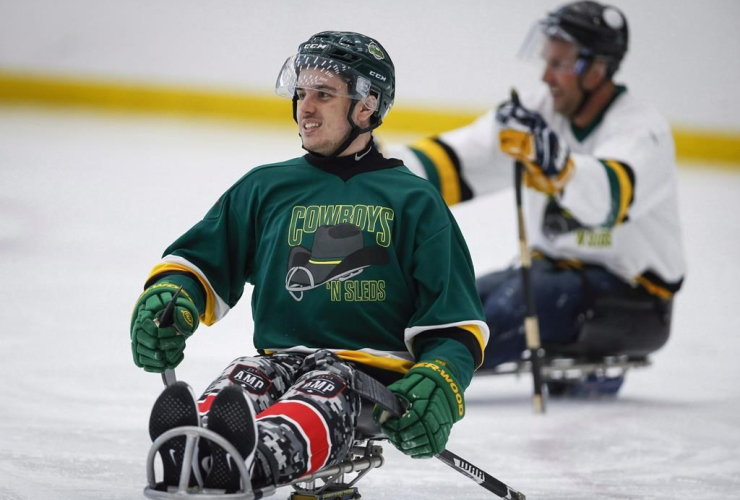 Humboldt Broncos, bus crash, survivor, Ryan Straschnitzki, fund raising, sledge hockey game, Calgary,