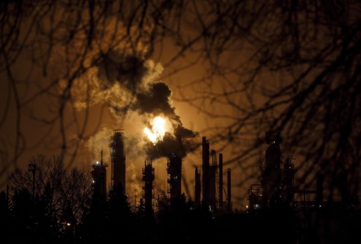 flare stack, refinery, Edmonton,