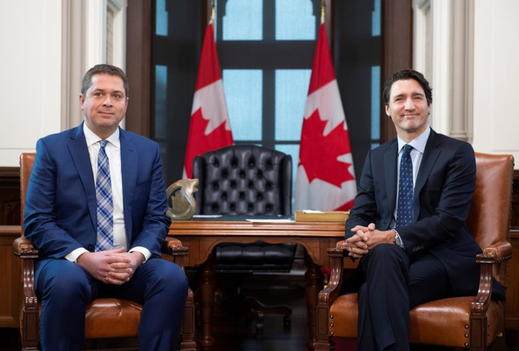 Prime Minister Justin Trudeau, Conservative leader Andrew Scheer,