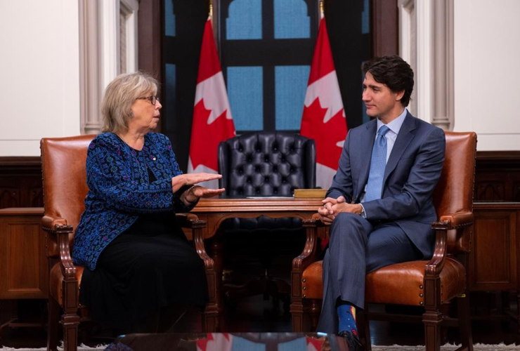 Green Party Parliamentary Leader Elizabeth May, Prime Minister Justin Trudeau,