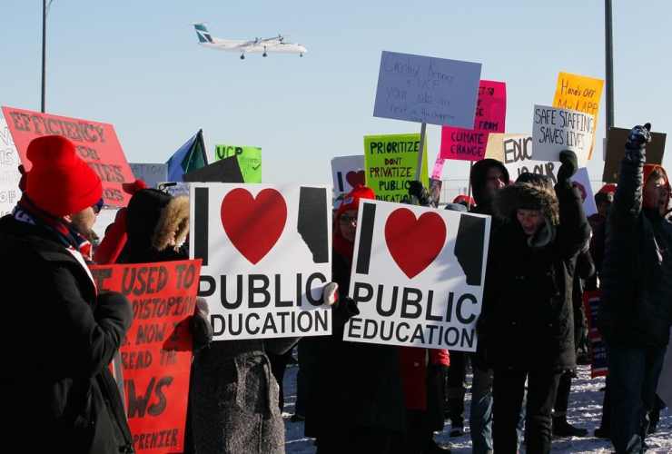 protesters, Alberta United Conservative Party Annual General Meeting, 