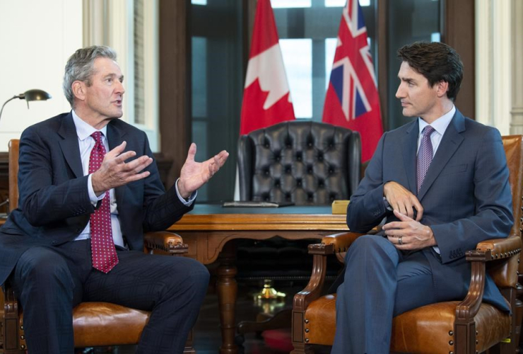 Prime Minister Justin Trudeau, Manitoba Premier Brian Pallister,