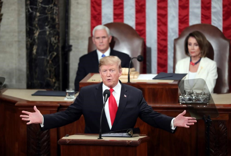 President Donald Trump, Vice President Mike Pence, Speaker of the House Nancy Pelosi, 