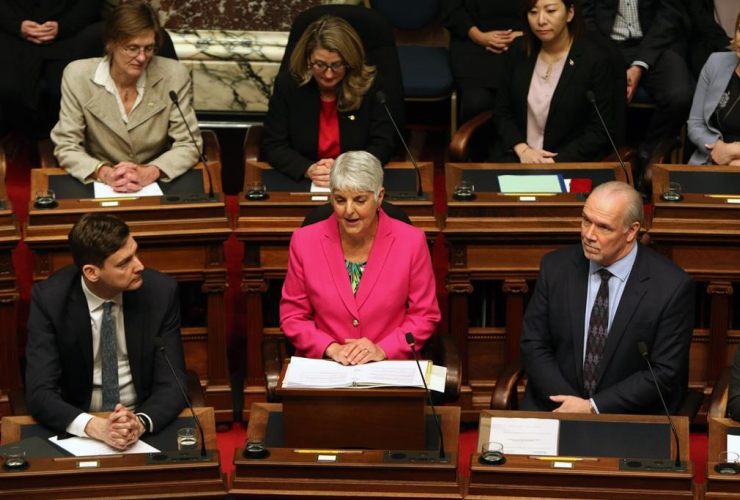 Attorney General David Eby, Premier John Horgan, Minister of Finance Carole James, budget speech,