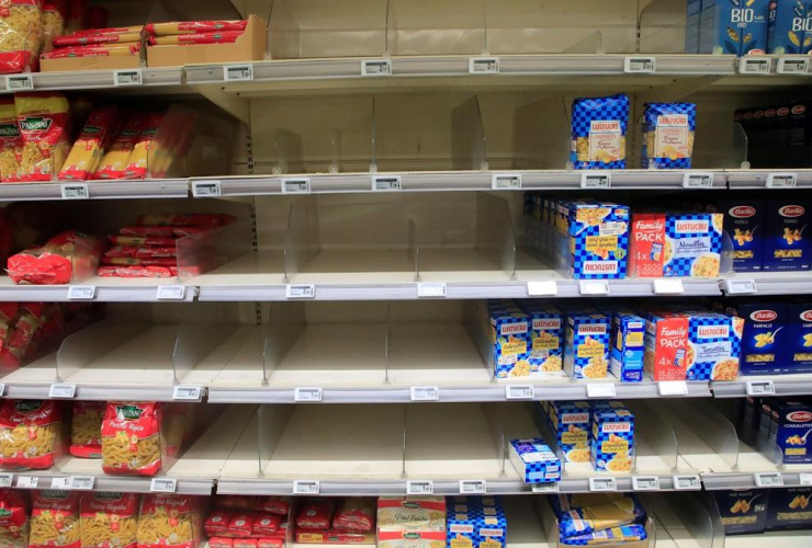 Empty shelves, supermarket, Paris