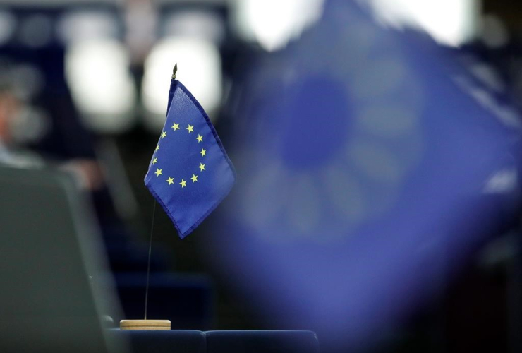 European flag, European Parliament, Strasbourg, eastern France, 