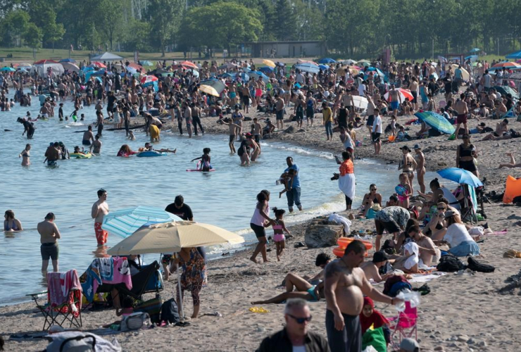 people, beach, Lake Ontario, Toronto, 