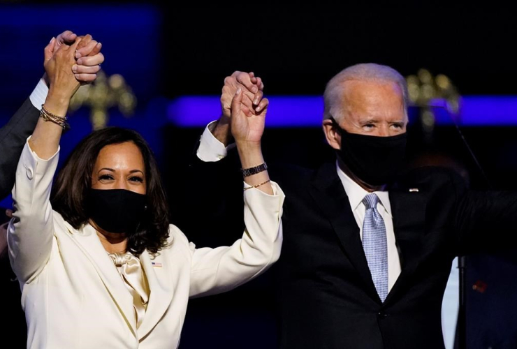 Vice President-elect Kamala Harris, President-elect Joe Biden, Doug Emhoff,