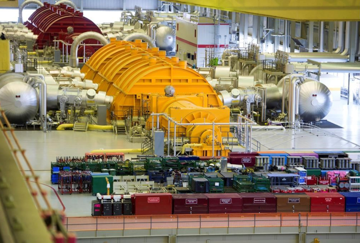 Steam turbines, Darlington nuclear facility, Courtice, Ontario,