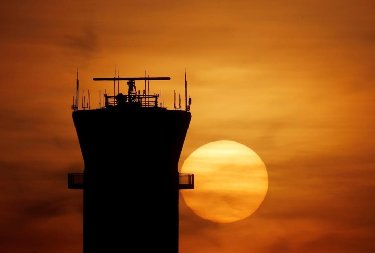 sun set, FAA Control Tower, Chicago, Midway International Airport,