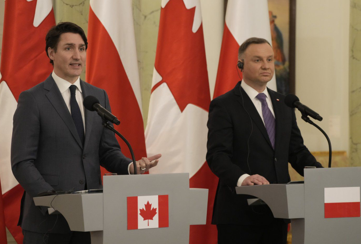 Justin Trudeau, Andrzej Duda, Belwelder Palace, Warsaw, Poland,