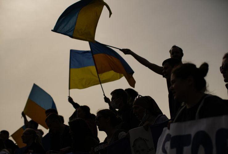 Ukraine flags, Istanbul, Turkey,