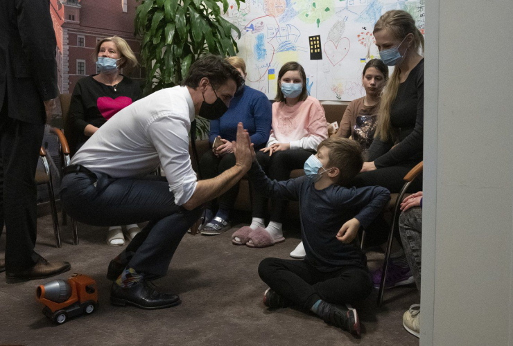 Justin Trudeau, Ukrainian refugees, Warsaw, Poland,