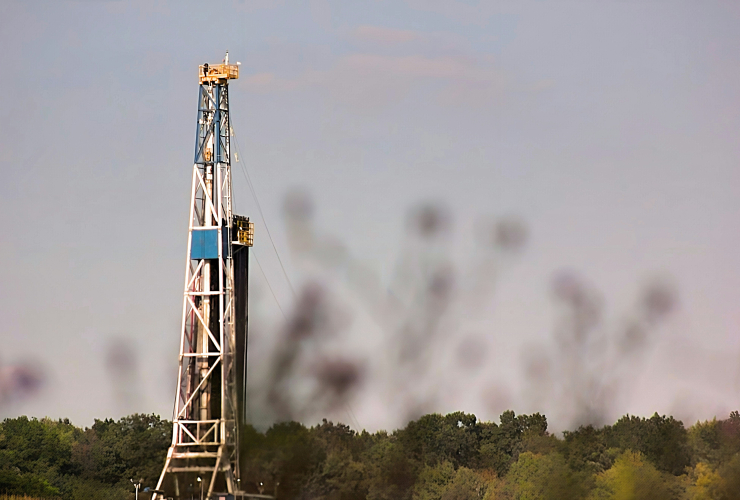 fracking tower set against the sky