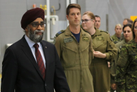 Minister of Defence Harjit Sajjan arrives at CFB Trenton in Trenton, Ont., on Thursday, June 8, 2017.