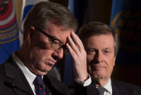 Ottawa Mayor Jim Watson, Toronto Mayor John Tory, 