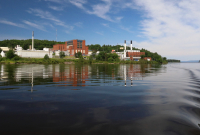 view of Chalk River Labs from a boat in the Ottawa River