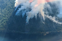 Cameron Lake wildfire on June 7, 2023. B.C. Ministry of Transportation/Flicker