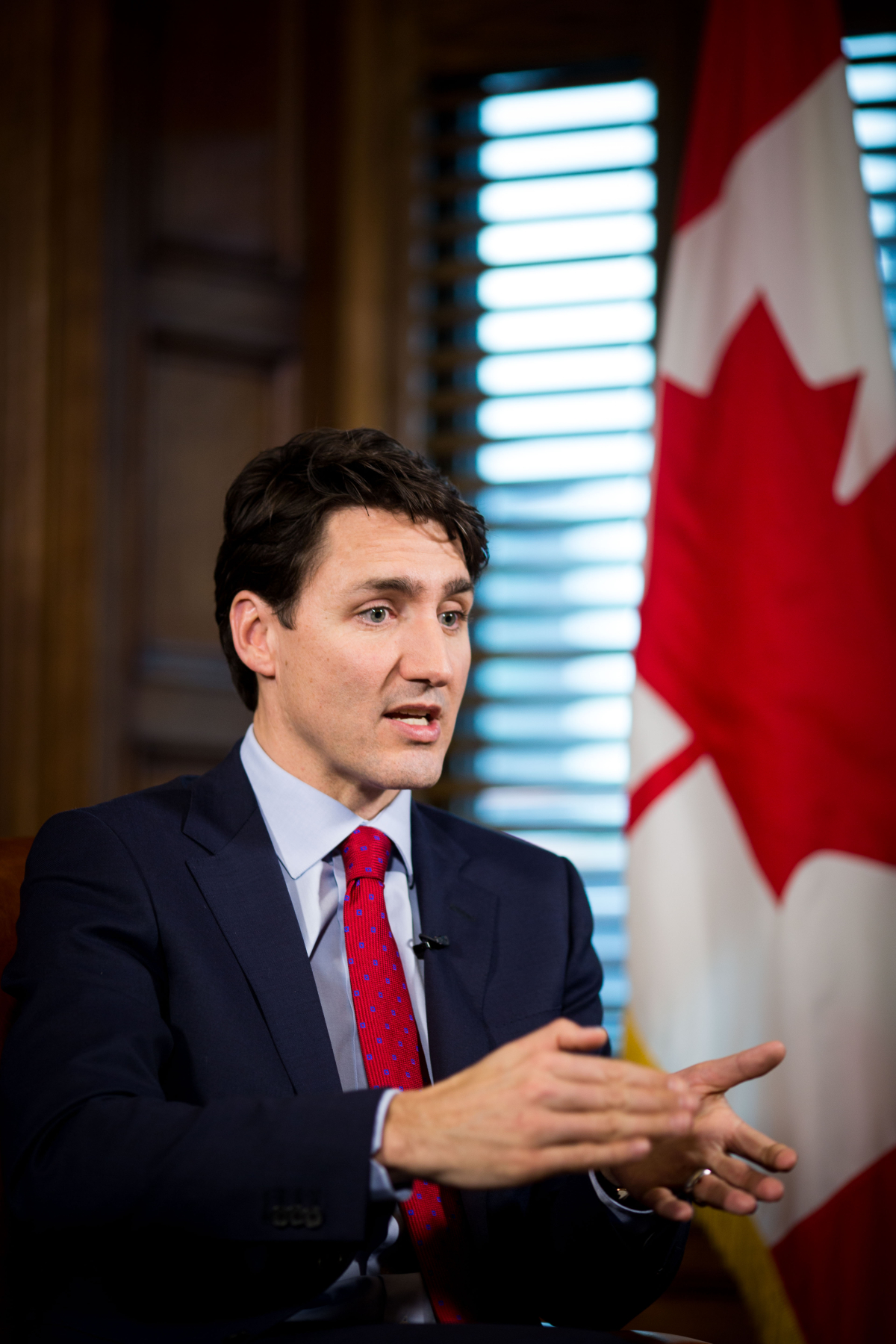 National Observer Columnist Sandy Garossino sits down with Prime Minister Justin Trudeau for an interview in his Parliament Hill office on Tuesday, February 13, 2018. Photo by Alex Tétreault