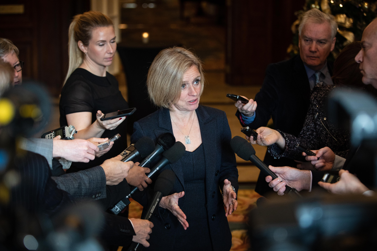 Alberta Premier Rachel Notley speaks to reporters in Ottawa on Nov. 28, 2018. Photo by Alex Tétreault