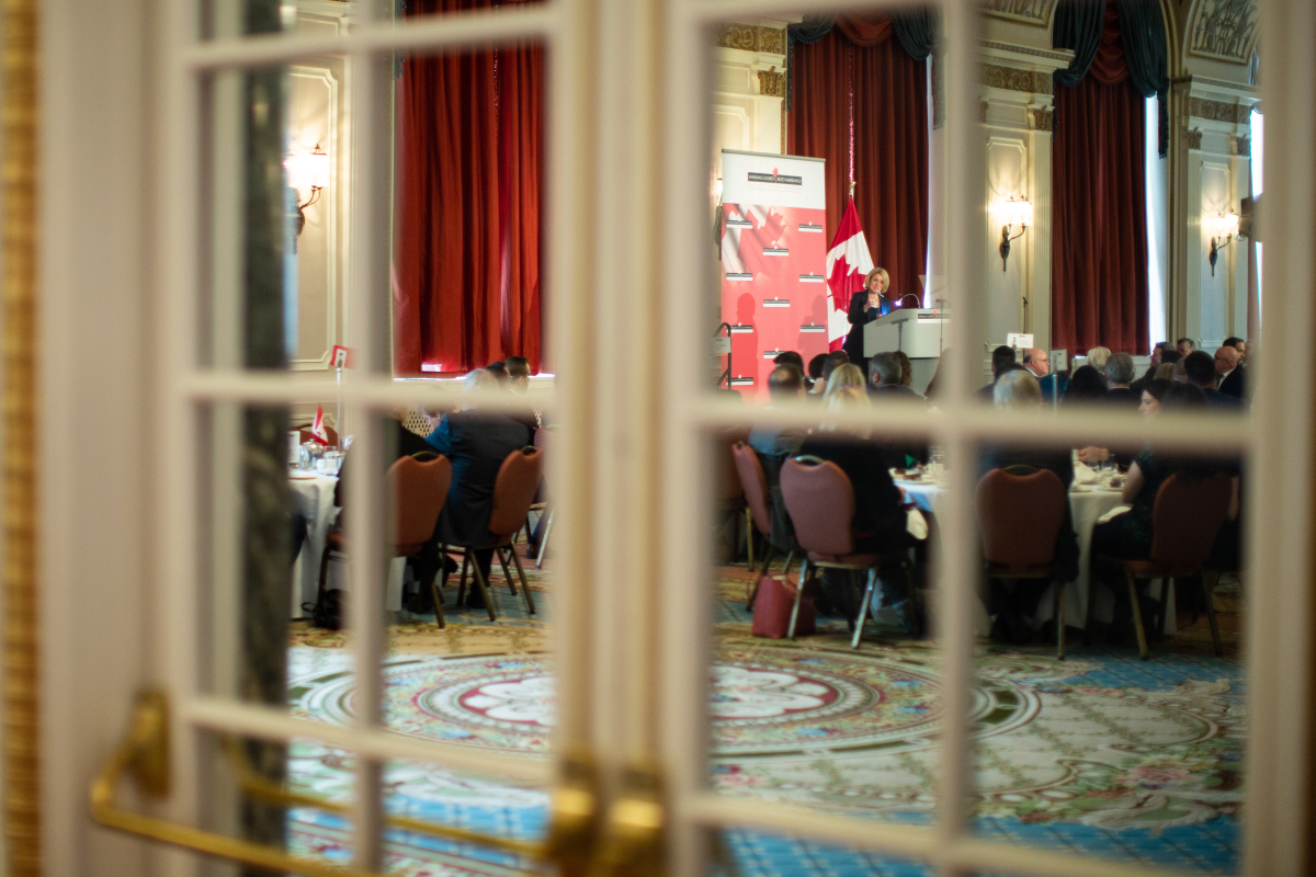 Alberta Premier Rachel Notley addresses the Canadian Club of Ottawa at the Chateau Laurier on Nov. 28, 2018. Photo by Alex Tétreault