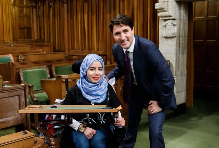 15-year-old Syrian refugee Marwa Harb meets Justin Trudeau