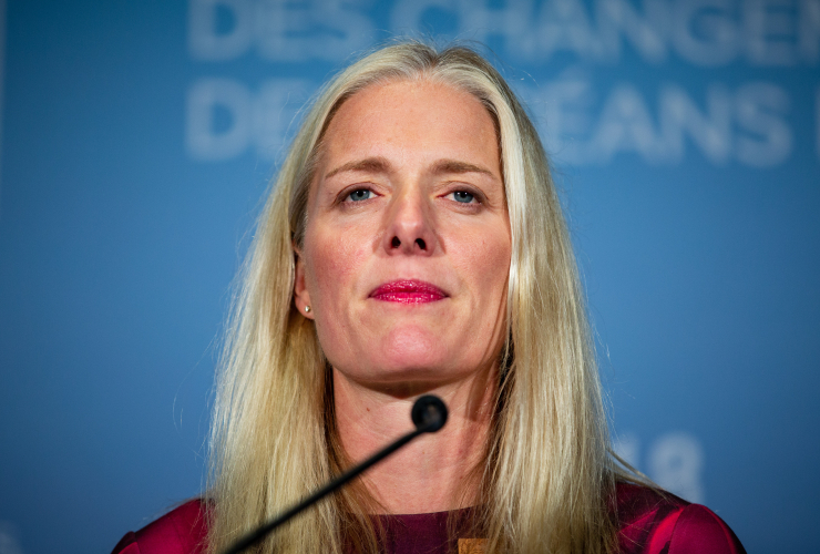 Environment and Climate Change Minister Catherine McKenna speaks to media during ministerial meetings for the G7 in Halifax on Sept. 19, 2018. Photo by Alex Tétreault