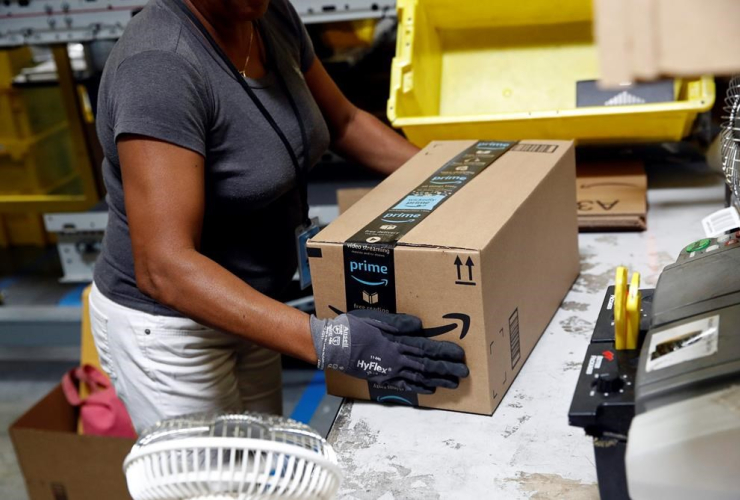 Amazon employee, package, shipment, Amazon fulfillment center, Baltimore,