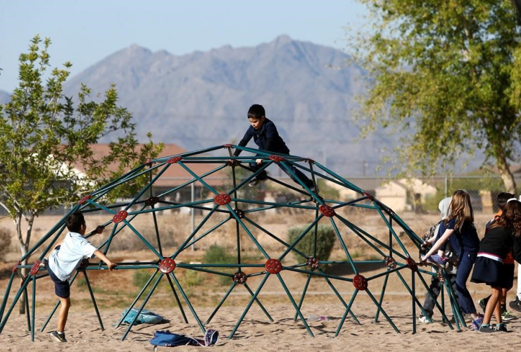 Students, play,  school playground, Phoenix, Ariz., 