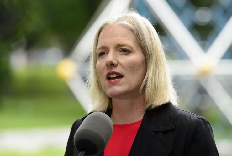 Catherine McKenna makes an announcement on how the federal government will allocate a portion of the proceeds collected as a result of carbon pollution pricing during a press conference in Ottawa on June 25, 2019. Photo by The Canadian Press
