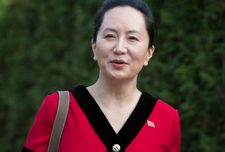 Huawei chief financial officer, Meng Wanzhou, Chinese flag pin, 
