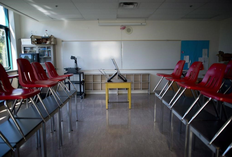 empty classroom, McGee Secondary school, Vancouver, B.C.,