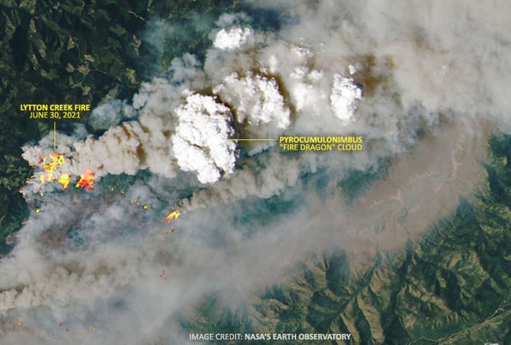 NASA Satellite photo of Lytton Creek wildfire, B.C.