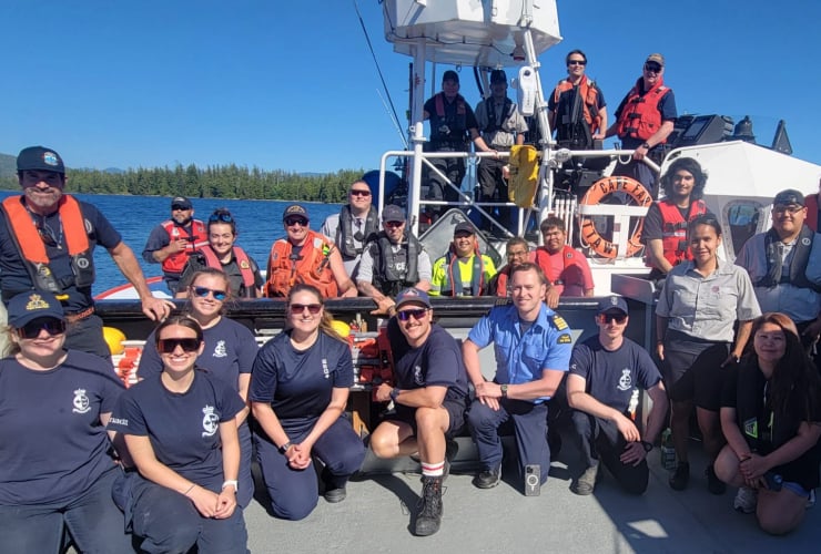 Multi-agency search-and-rescue exercise in Heiltsuk territory on July 7. Photo submitted by CN-CGA.
