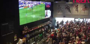 English fans go crazy when Sturridge scores (Beer everywhere) England vs Wales